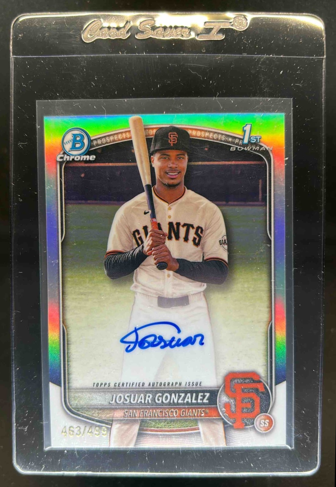 2025 Bowman Chrome Josuar Gonzalez Auto Refractor 1st Prospect #463/499 Giants