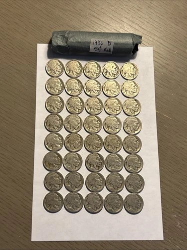 1936 D Buffalo Nickel Roll Circulated Partial Dates