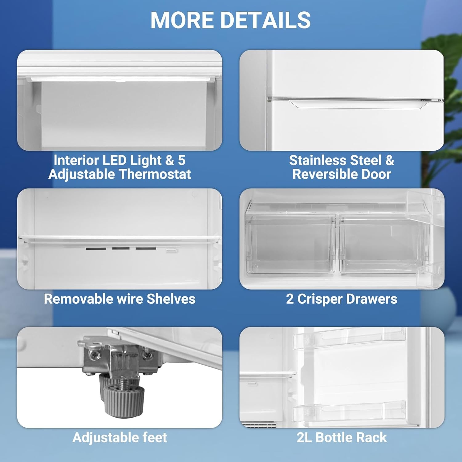 SMAD 20.5 CU.FT Top Freezer Refrigerator with Interior LED light Fridge