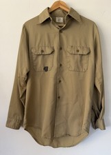 VTG 70s Big Mac Shirt SZ M Khaki Tan JC Penney Button Up Mechanics Grunge Work