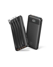 20000mAh Power Bank, Portable Charger with 4 Built-in Cables