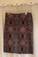Talbots Women s 8 Paisley Lined Pencil Skirt Blue Multicolor Career EUC