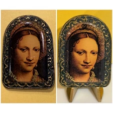 Tagged / Museum Brooch Mini Portrait + Stand / BERNARDO LUINI LADY / MSRP $46.00