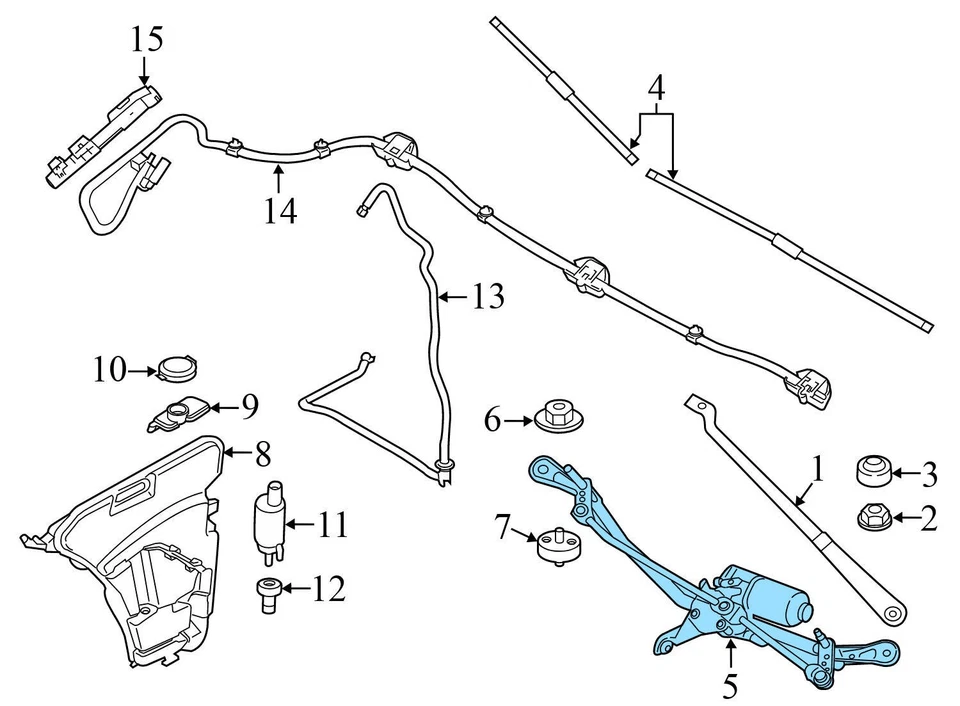 2018-2022 BMW M5 - Windshield Wiper Transmission W/ Motor 9491439 - Image 3 of 4