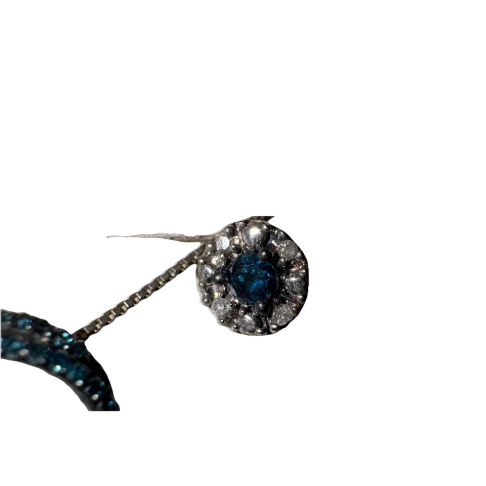 Zale’s Blue And White Diamond Heart Necklace And Earring Set - Image 2 of 4