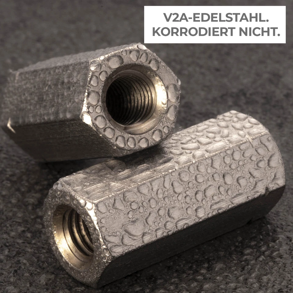 Gewindemuffe M6 M8 M10 Sechskant Edelstahl V2A Verbindungsmuttern - Bild 3 von 4