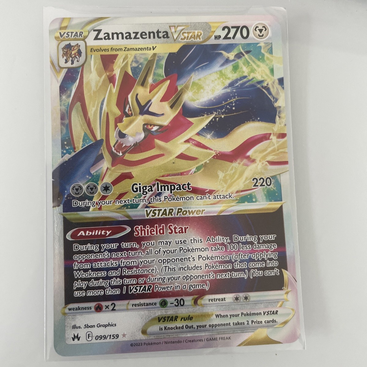 Zamazenta VStar 099/159 Ultra Rare Pokemon Card Crown Zenith NM | eBay