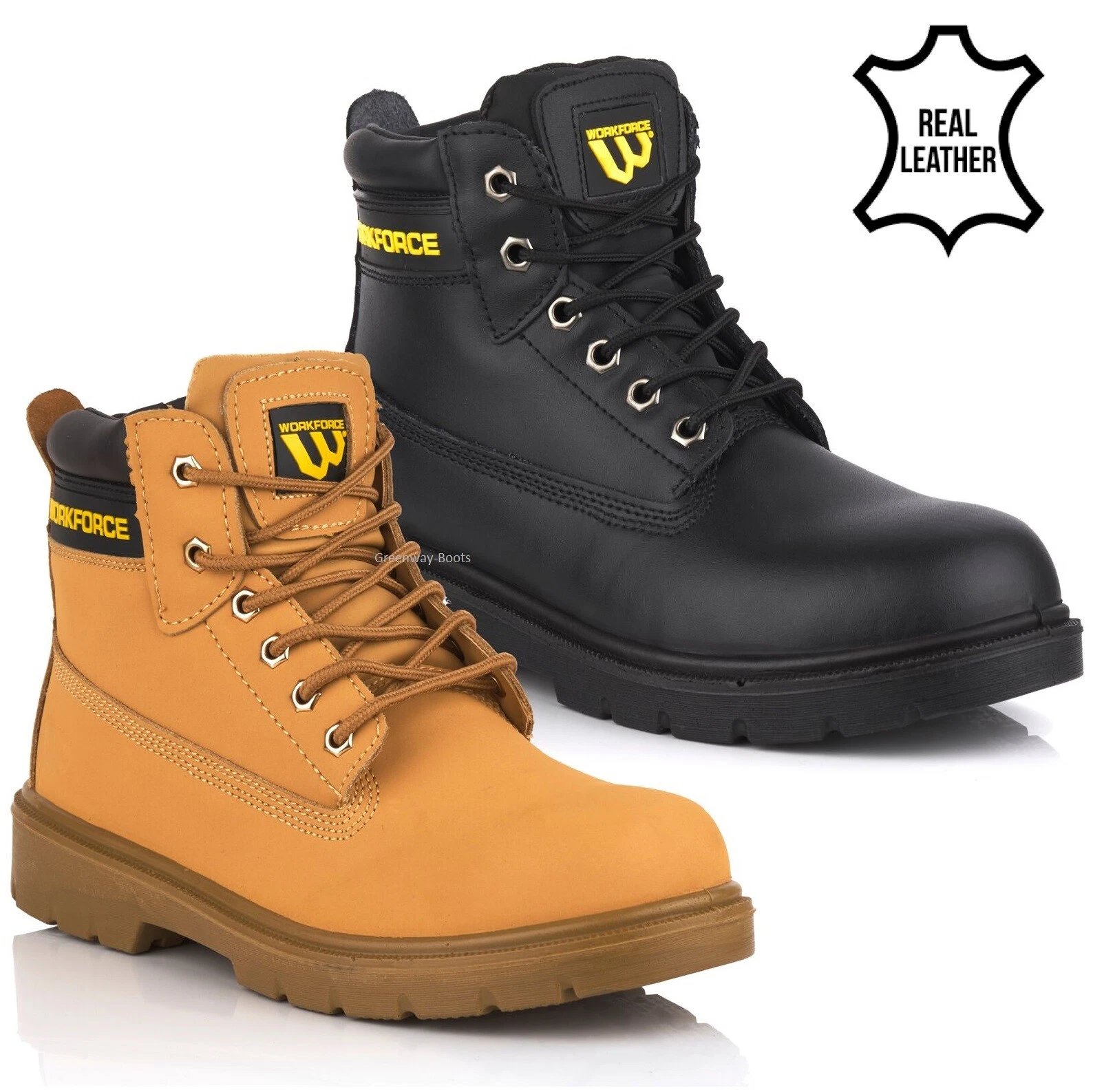Mens Leather Ankle Safety Lace Up Steel Toe Cap Work Boots Hiker Black Shoes Sz