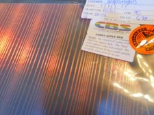 Dichroic Glass:CBS 90COE Candy Apple Red on Accordion Textured Thin Clear -3"Sq