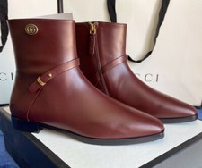 Gucci New GG leather Vintage Bordeaux 8.5 us new with box Boots mid calf
