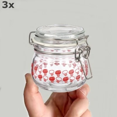 JAR WITH LID 3 PACK KORKEN DESIGN GLASS STORAGE SPICE COOKWARE HERB TIGHT SEAL - Image 1 of 4