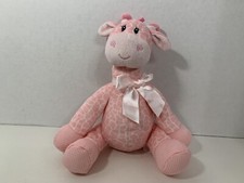 First Main Jingles pink plush giraffe baby toy stuffed animal ribbon bow rattle