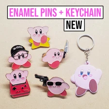 Kirby enamel pin set (5 pcs) + Kirby keychain ⭐️ Kirby gift set brooches lapels