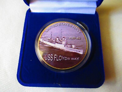 US NAVY - USS FLOYDS BAY (AVP-40) Challenge Coin w/ Presentation Box