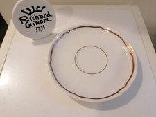 RICHARD GINORI 4 Piattini in porcellana bianca Antica Doccia, bordo oro