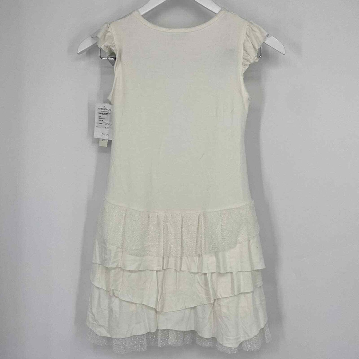 Nordstrom Kids Short Sleeve Lace Ruffle Tier Hem Chiffon Dress Ivory Size S  NWT | eBay