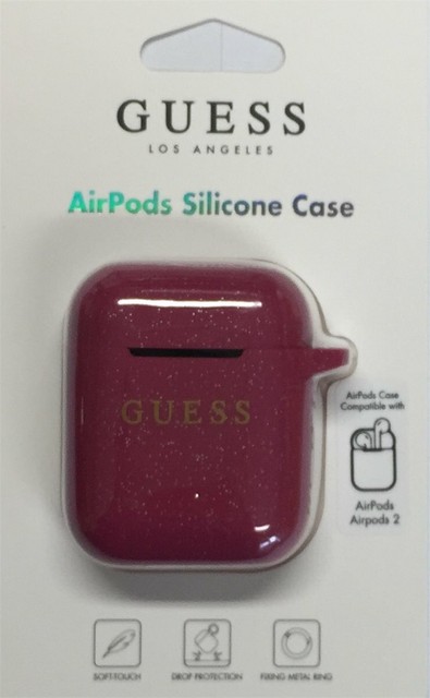 Guess Custodia Cover per Airpods 1/2 Silicone stampato Logo con Ring-fuchsia  | Acquisti Online su eBay