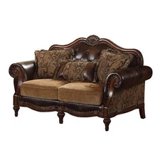 70 Brown Faux Leather Chesterfield Loveseat