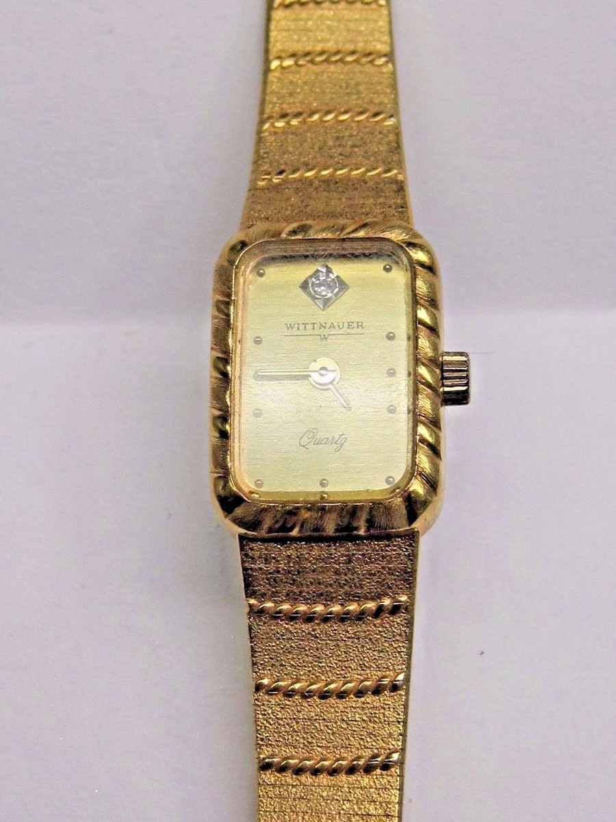 Vintage Wittnauer ladies dress watch 10k gold plated with diamonds NEW BATTERY Vintage Wittnauer ladies dress watch 10k gold plated with  main image 4