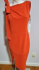 NEW CALVIN KLEIN BOW NECK SHEATH DRESS IN ORANGE RED SIZE 4