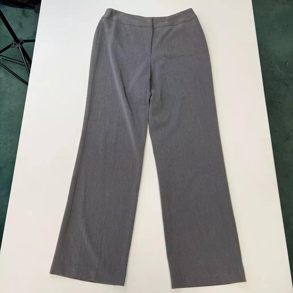 Croft & Barrow Womens Stretch Straight Leg Pants Gray Mid Rise 10