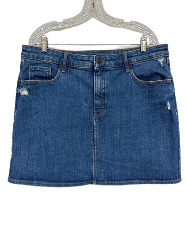 Old Navy Women Size 16 High-Waisted Distressed Denim Jean Skirt Short Casual