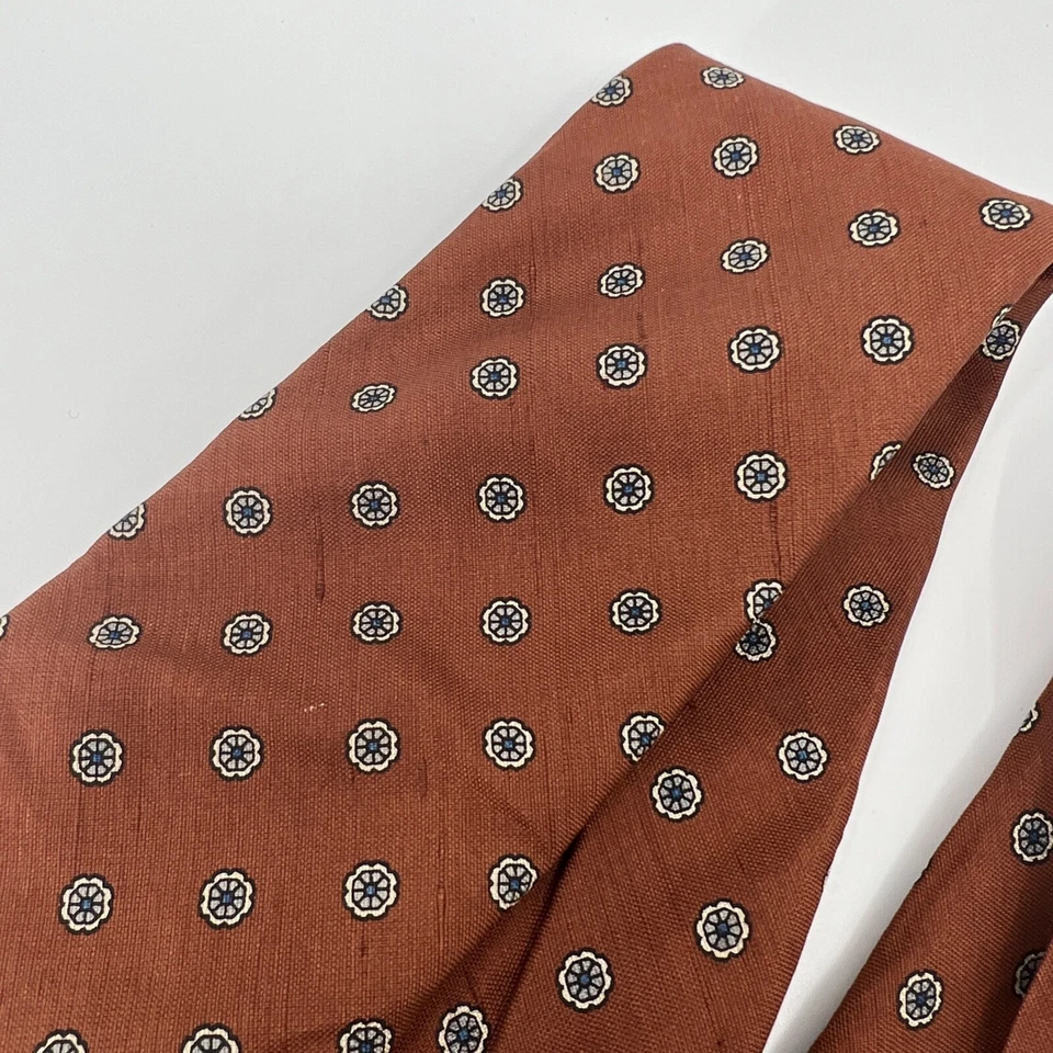 Corbata vintage Bert Pulitzer para hombre camisa marrón corbata seda pura EE. UU. rueda engranaje estampado Foto 4 de 4
