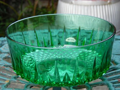 Vintage 1970s Arcoroc Cut Diamond Starburst Green Emerald Glass Bowl France Ebay