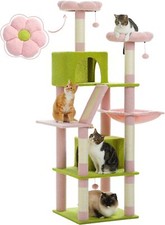 Flower Cat Tree, 70.9" Tall Cat Tree for Indoor Cats Multi-Level 2 Perches, Pink
