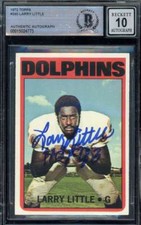 Larry Little Gem Mint 10 Beckett BAS Signed 1972 Topps Rookie Autographed