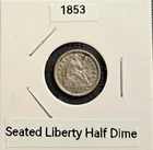 1853 Seated Liberty Half Dime w/ Arrows, Full Date, Full Liberty, Silver, XF/AU