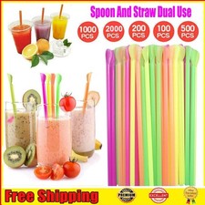 100-2000PCS Spoon Straws Milkshake Smoothie Drinks Cocktail Slush Party