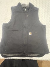 Carhartt Washed Duck Sherpa Lined Vest Womens Large Black Relaxed OV4277-W