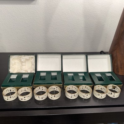 Lenox Dupont Napkin Rings Set of 8 In Box Ivory Gold Trim