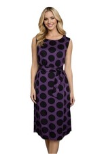 Hobbs London Dress Purple Black Silk Cotton Straight Size 14 Wedding Races
