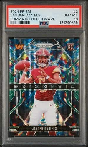 2024 PANINI PRIZM PRIZMATIC GREEN WAVE #3 JAYDEN DANIELS ROOKIE RC PSA 10