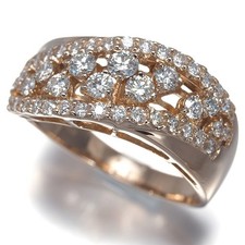 Diamond 1.00ct Wave Openwork Ring 18K 750 Rose Gold