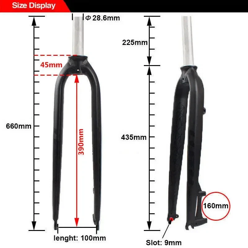 26 27.5 29er MTB Bicycle Front Fork Aluminum Alloy Rigid Fork 9*100mm Fork - Image 2 of 4