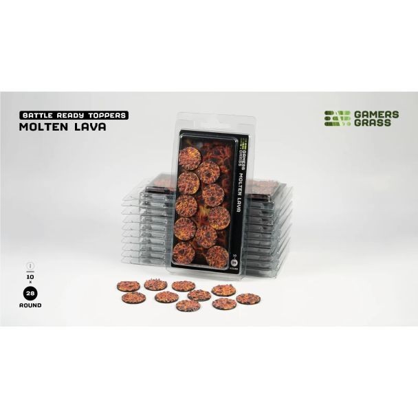 Molten Lava - Round 28mm Battle Ready Base Toppers (10) - Gamers Grass Brand New