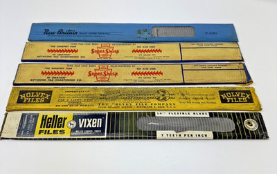 Lot of 5 NOS Vintage Vixen, Nolvex +3  Milled Curved Auto Body Files 14''