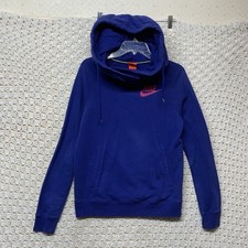 Nike Hoodie Rally Funnel Neck Pullover Sweater Women Size S Blue 683776-455