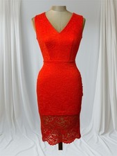Vintage Bebe Dress Sz XS Orange Lace Spandex Sleeveless Summer Y2K Early 2000 s
