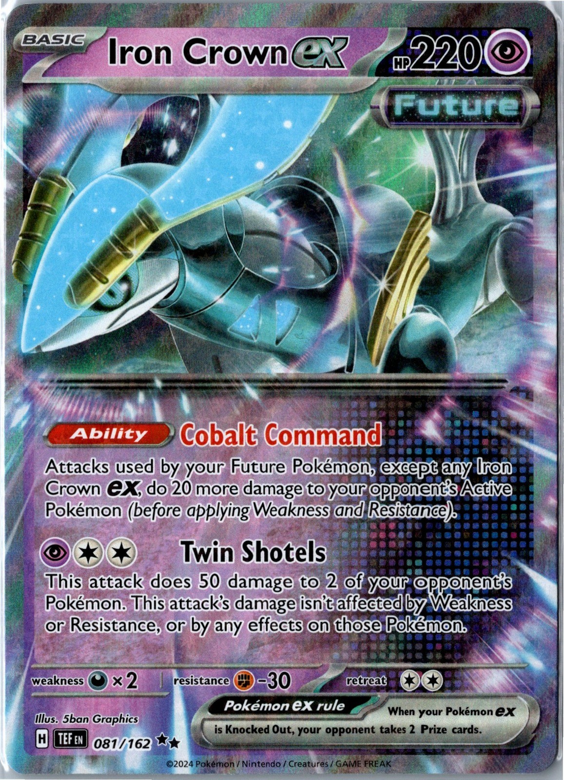 Pokemon Card - Iron Crown ex - 081/162 Double Rare Holo SV05: Temporal Forces NM