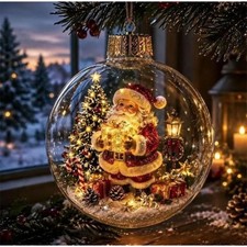 10cm Clear Christmas Sphere Decor Ball Glowing Christmas Theme Ball Ornament Chr