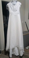 Crystal Couture Wedding Gown White Dress Beaded Sleeve Size 2