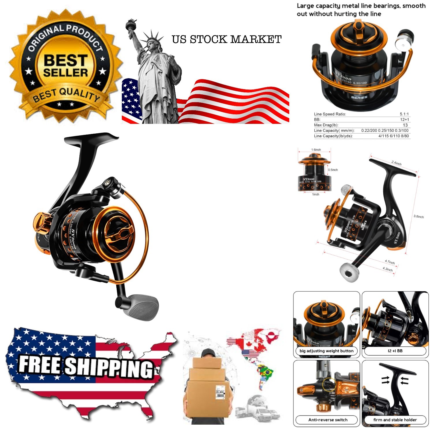 Summer and Centron Spinning Reels, 12 +1 BB Light Weight & U