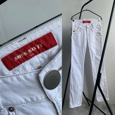 Vintage Miss Sixty Italy Y2K Low Rise Stretch White Jeans Size 29