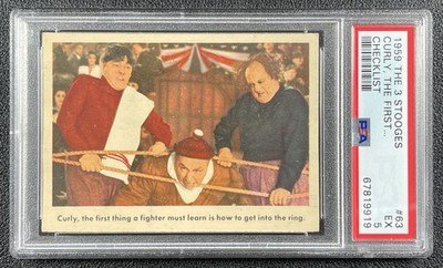 CURLY. THE FIRST... CHECKLIST PSA 5 1959 FLEER THREE 3 STOOGES #63 THREE 9919