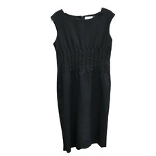 Calvin Klein Black Sleeveless Sheath Dress - Size 6 - Pintucked Pleated Waist
