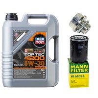 MotoröL Filter Set Liqui Moly 5W-30 5 Liter + ÖLablassschraube FüR Peugeot 4007